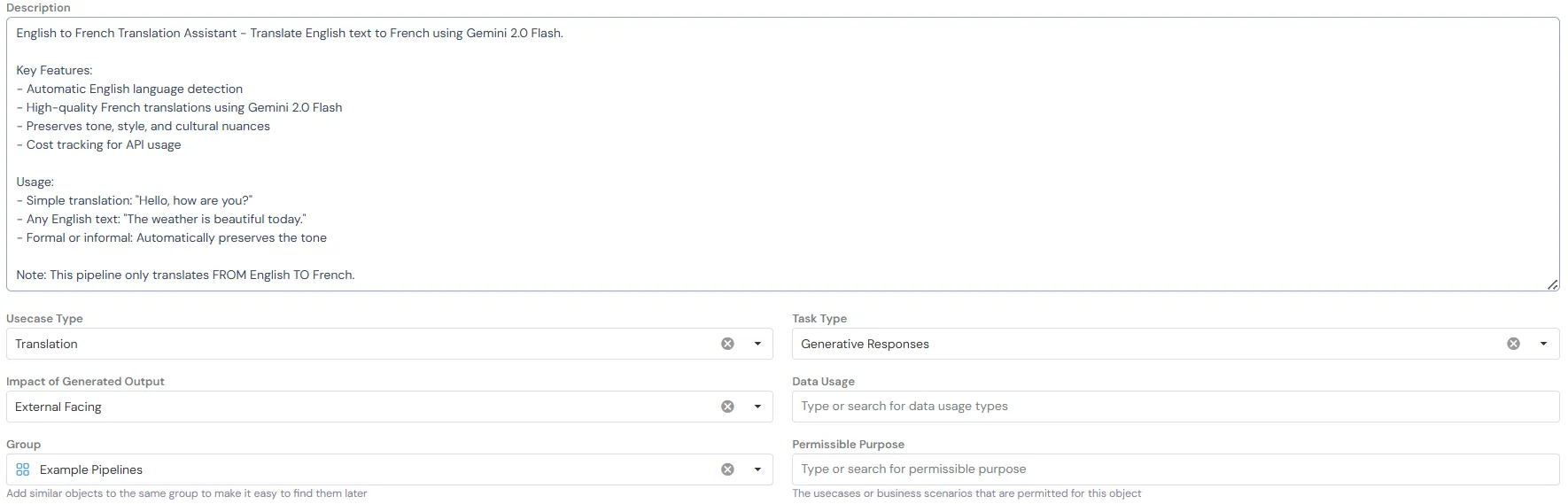 Pipeline Basic Information